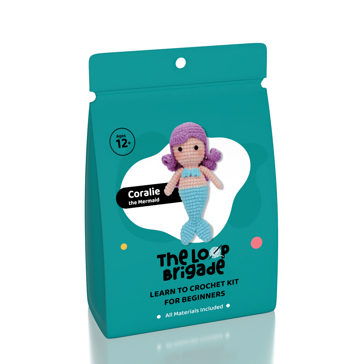 The LOOP Brigade: DIY Crochet Plush Toy Complete Kit For Beginners - Coralie the Mermaid Simple Exclusive 