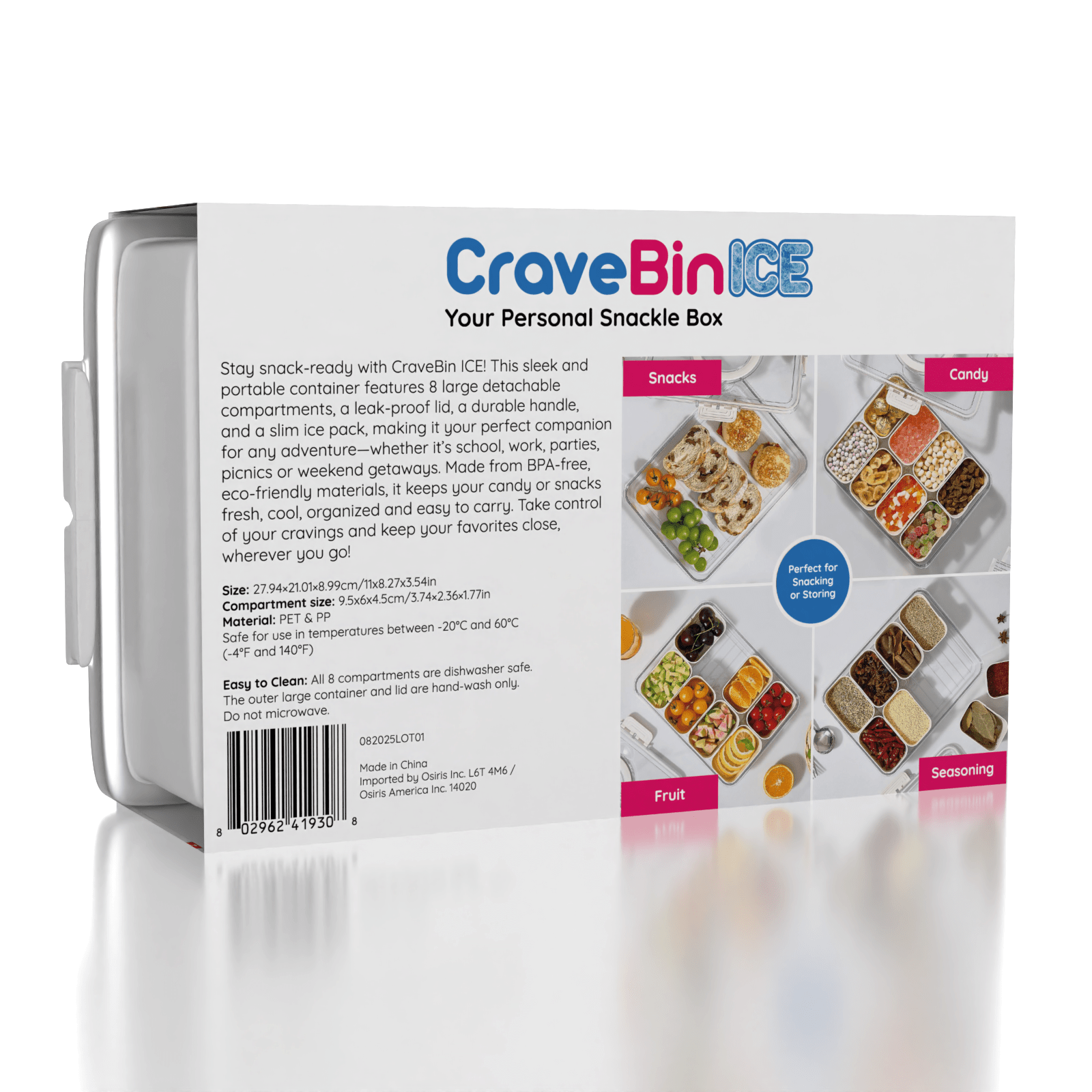 CraveBin Ice Snackle Box - Portable Snack Bin with Ice Pack Simple Exclusive 