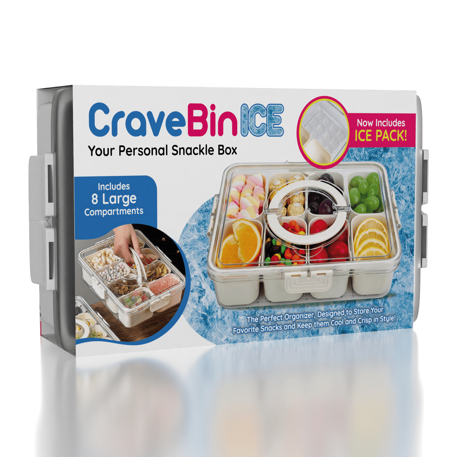 CraveBin Ice Snackle Box - Portable Snack Bin with Ice Pack Simple Exclusive 