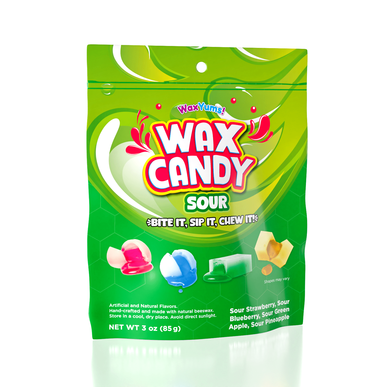 WaxYums! Chewy Gushing Sour Wax Candy Bag (85g) Simple Exclusive 