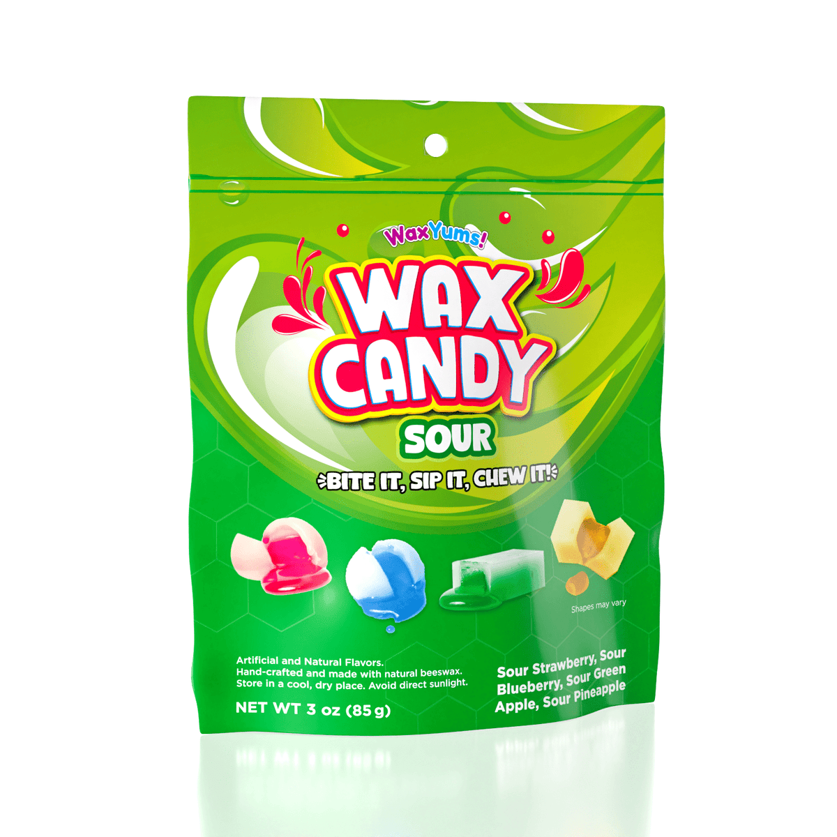 WaxYums! Chewy Gushing Sour Wax Candy Bag (85g) Simple Exclusive 