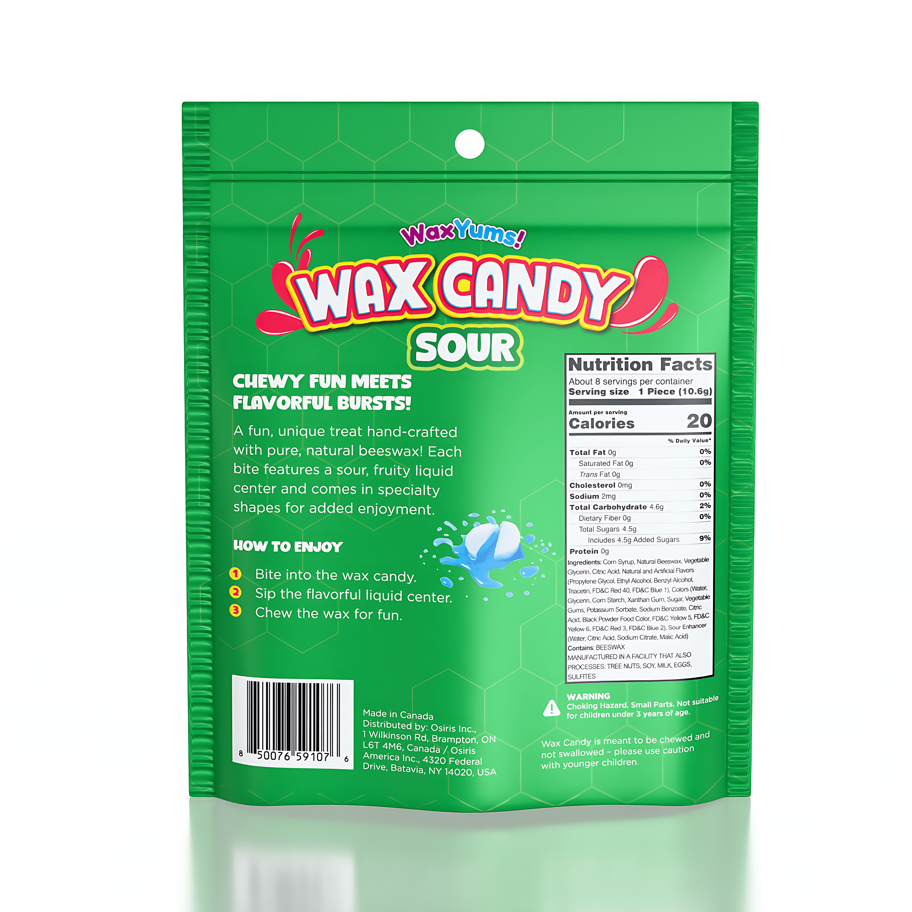 WaxYums! Chewy Gushing Sour Wax Candy Bag (85g) Simple WaxYums! 