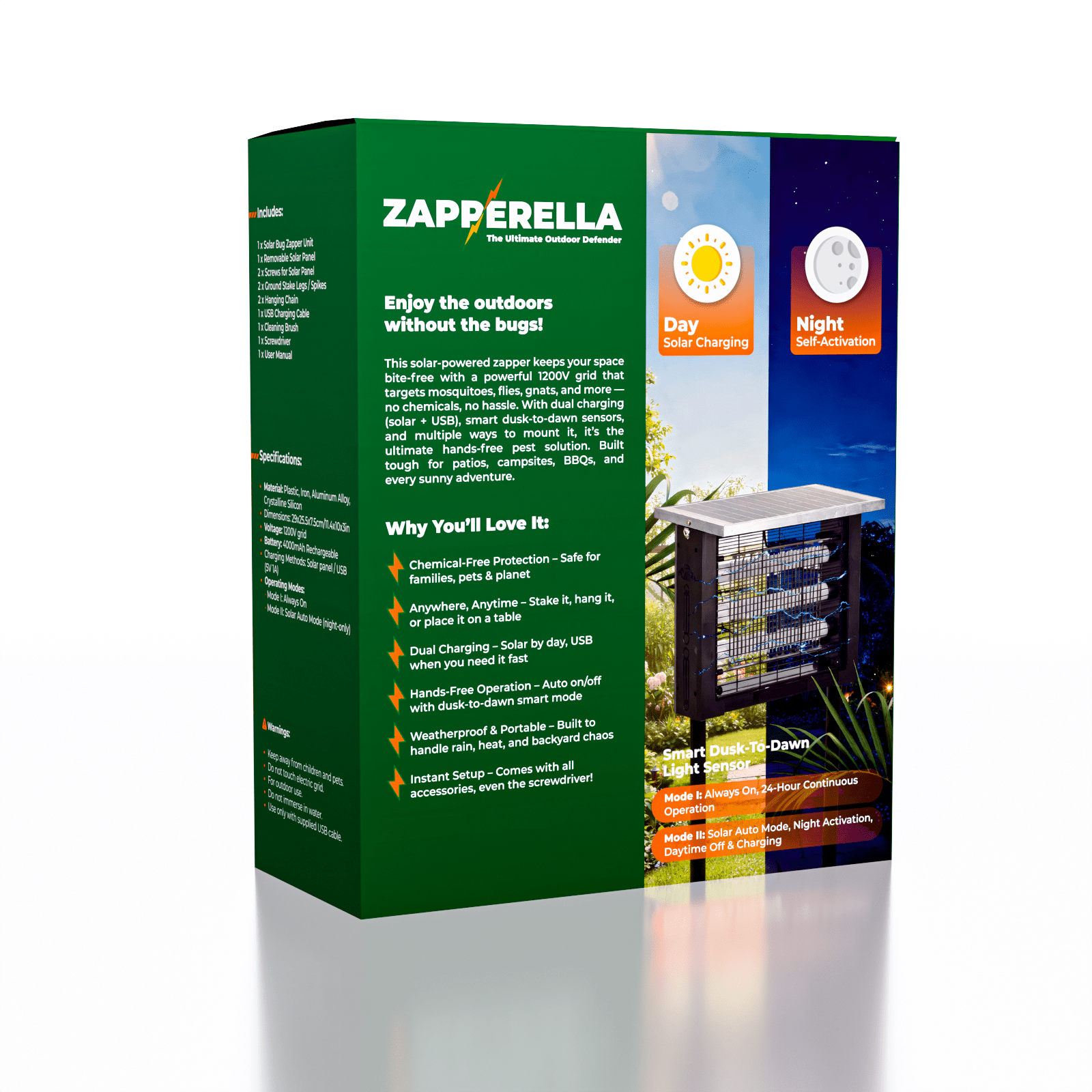 Zapperella 3-in-1 LED Solar Powered Bug Zapper Simple Exclusive 
