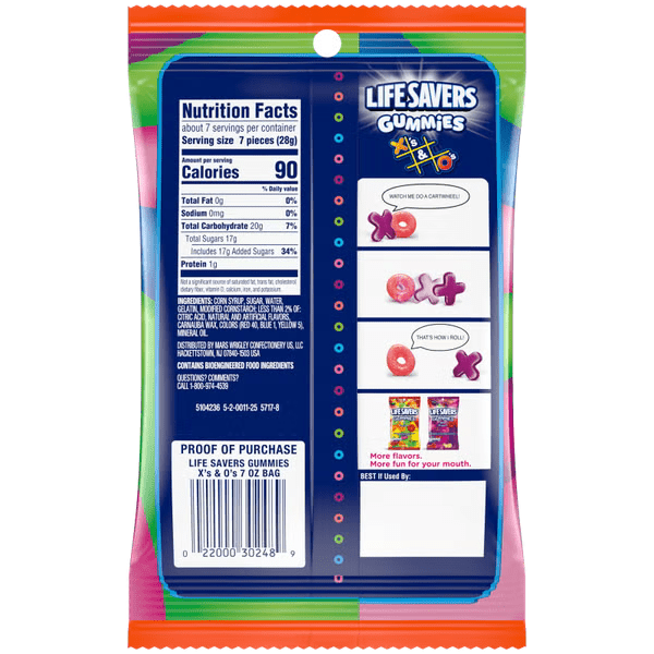 Life Savers X’s & O’s Gummies Candy (7 oz) – Fruity Soft & Chewy Fun Shapes Simple Lifesavers 