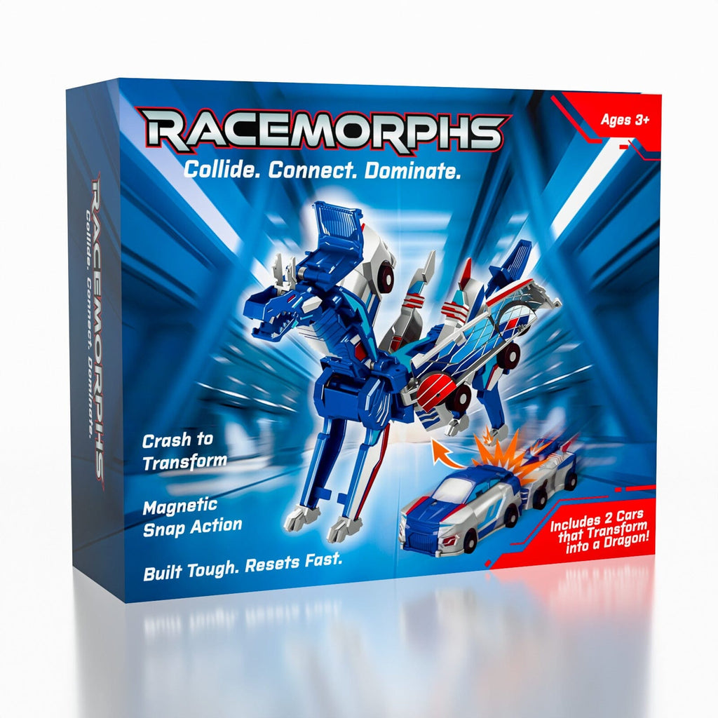 Racemorphs Transformer Car Toy – Blue Magnetic Cars (Transforms