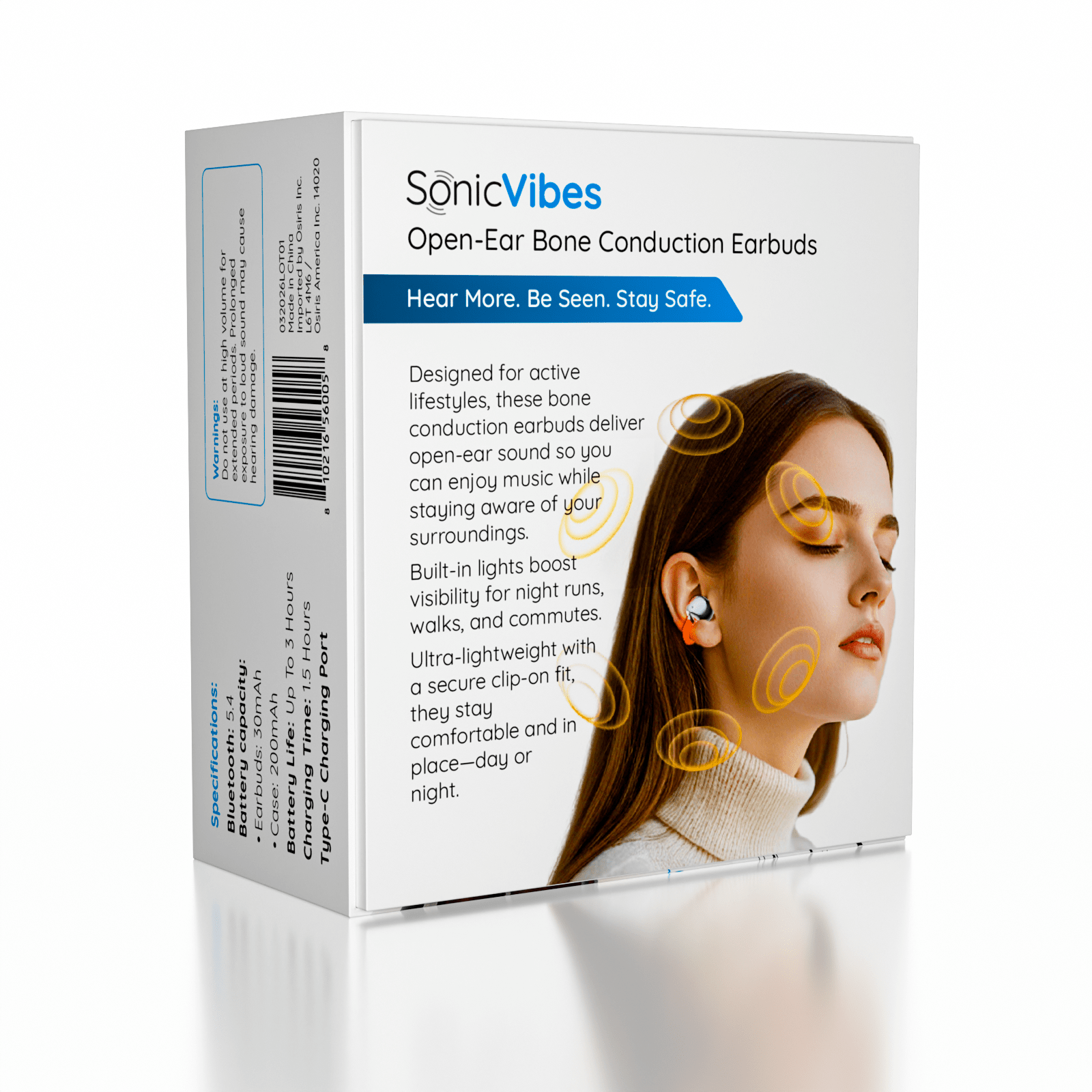 SonicVibes: Bone Conduction LightUp Earbuds Simple SonicVibes 