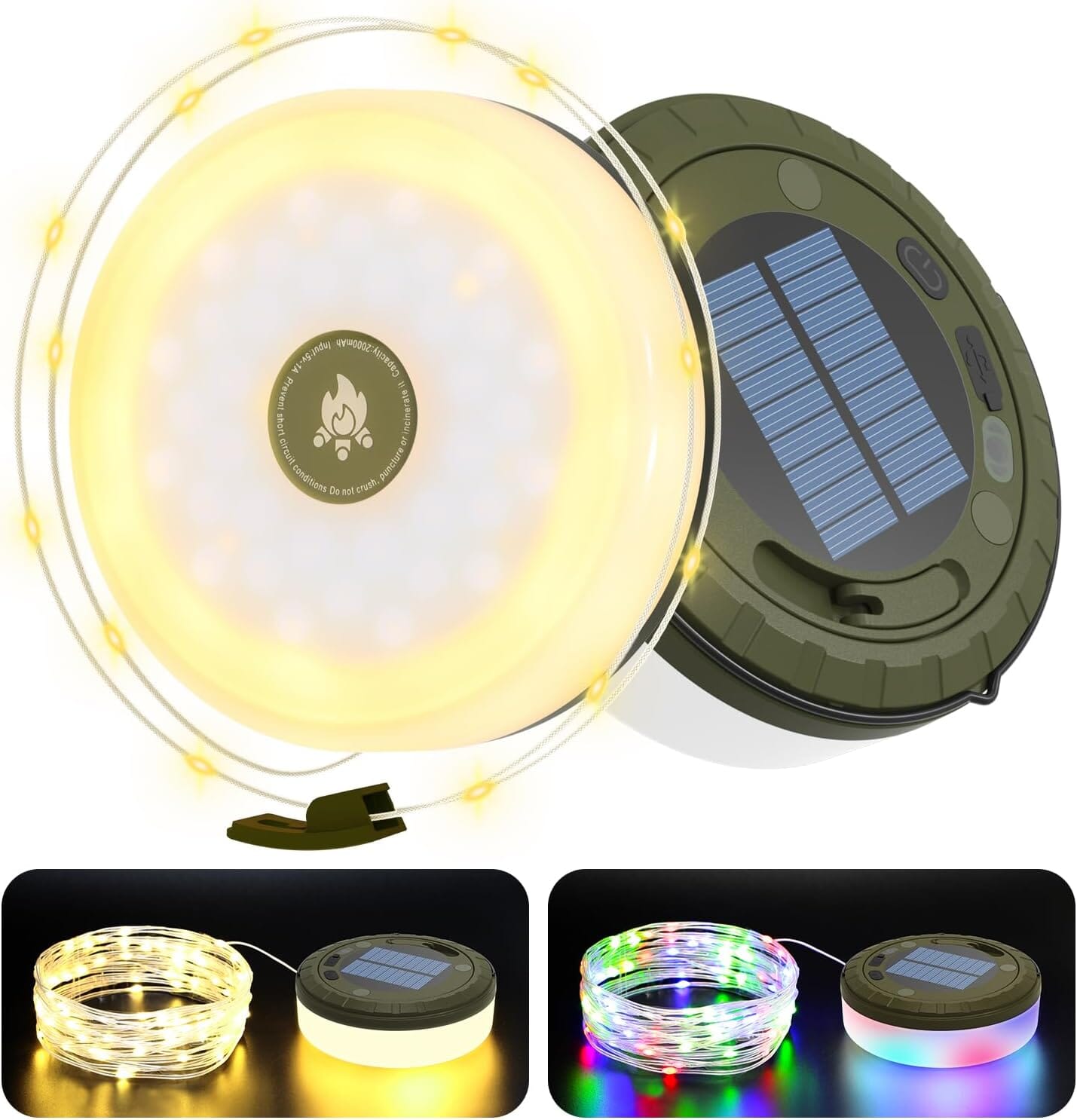 LumaWynd Solar String Lights – 10M Wind-Up LED Outdoor Lights (USB + Solar) Simple Exclusive 