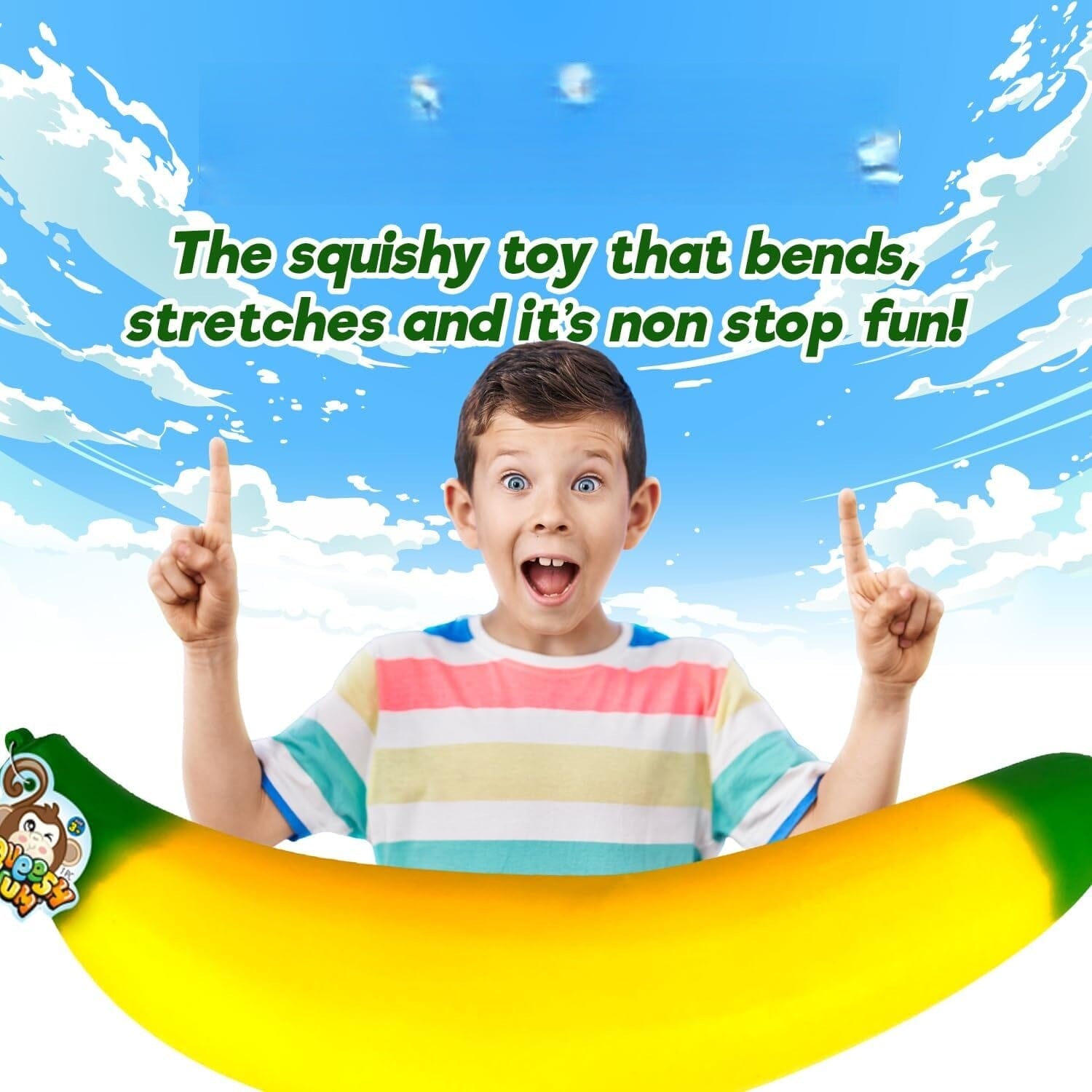 SQEESHY YUM 12” Big-Big Buh Nay Nay Super Squishy Fidget Toy – Jumbo Banana Stress Relief Toy (1pc) Simple Exclusive 