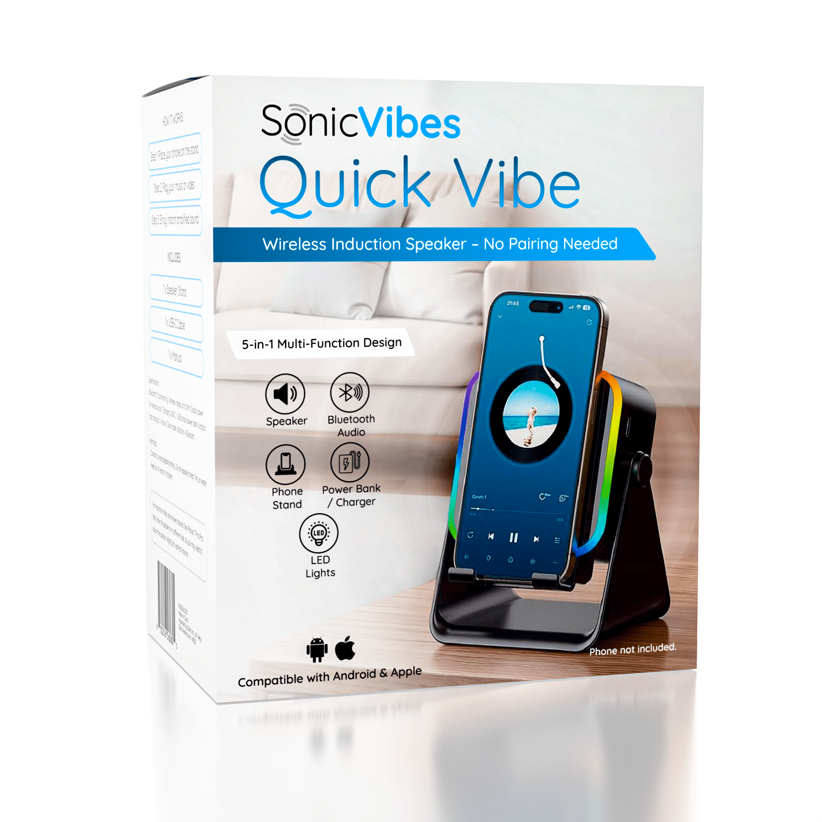 SonicVibes Quick Vibe Wireless Induction Speaker & Phone Stand Simple SonicVibes 