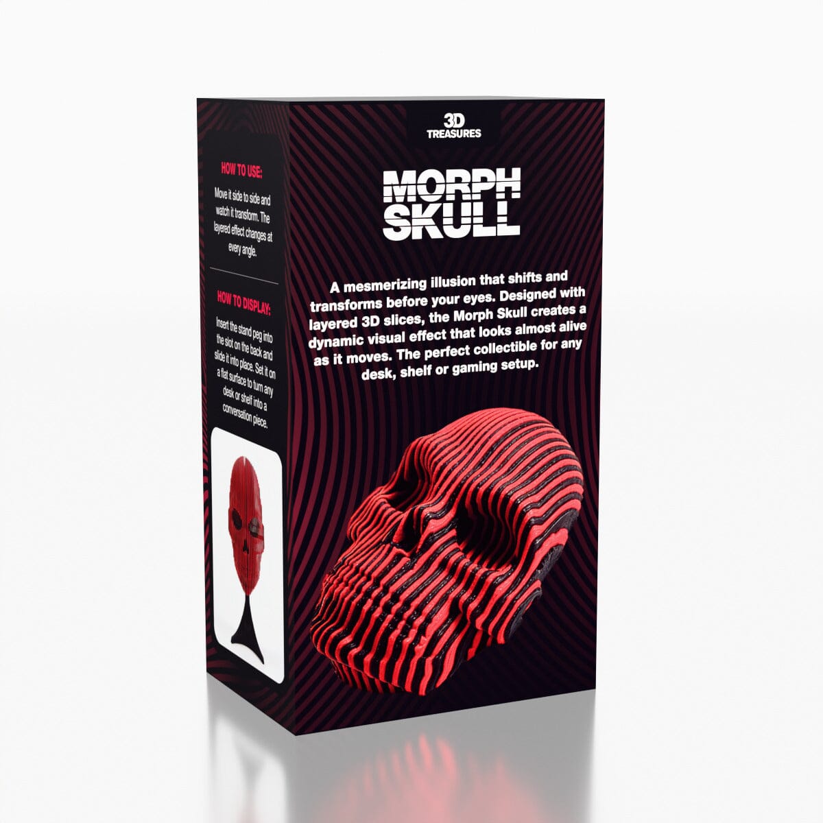 3D Treasures 3D-Printed Optical Illusion Morph Skull with Display Stand (1pc) Simple 3D Treasures 