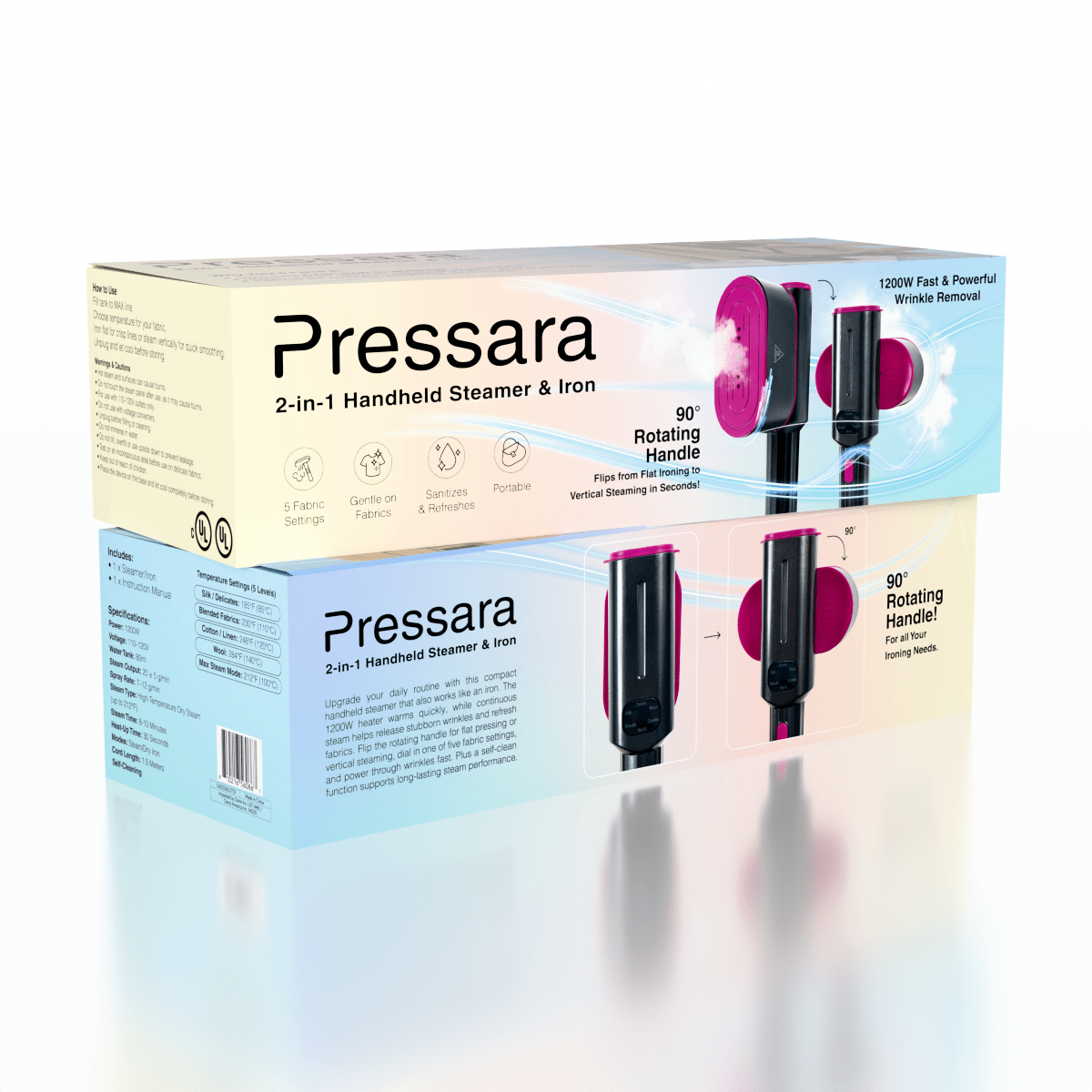 Pressara 2-in-1 Handheld Steamer & Iron for Wrinkle Removal Simple Exclusive 