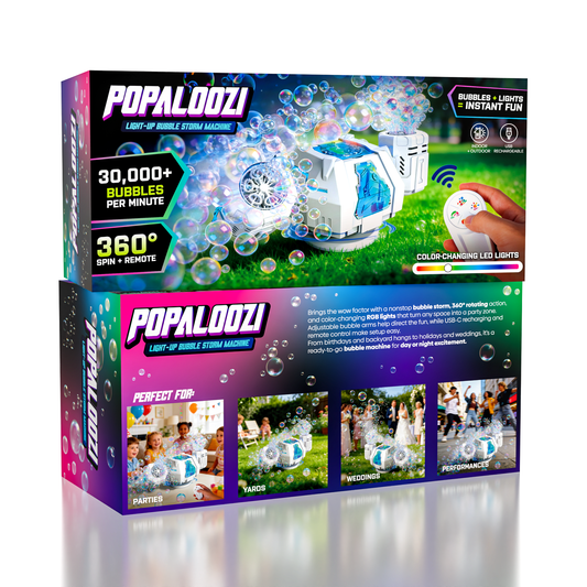POPALOOZI Light-Up Bubble Storm Machine with Remote Simple Exclusive 