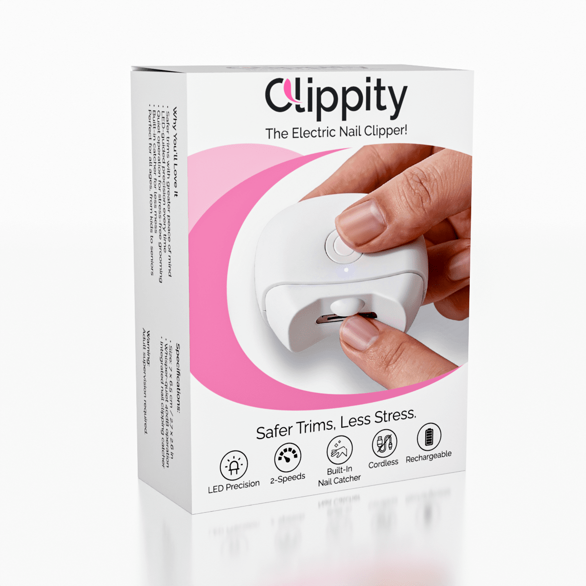 Clippity Rechargeable Electric Nail Clipper with LED Light Simple Exclusive 