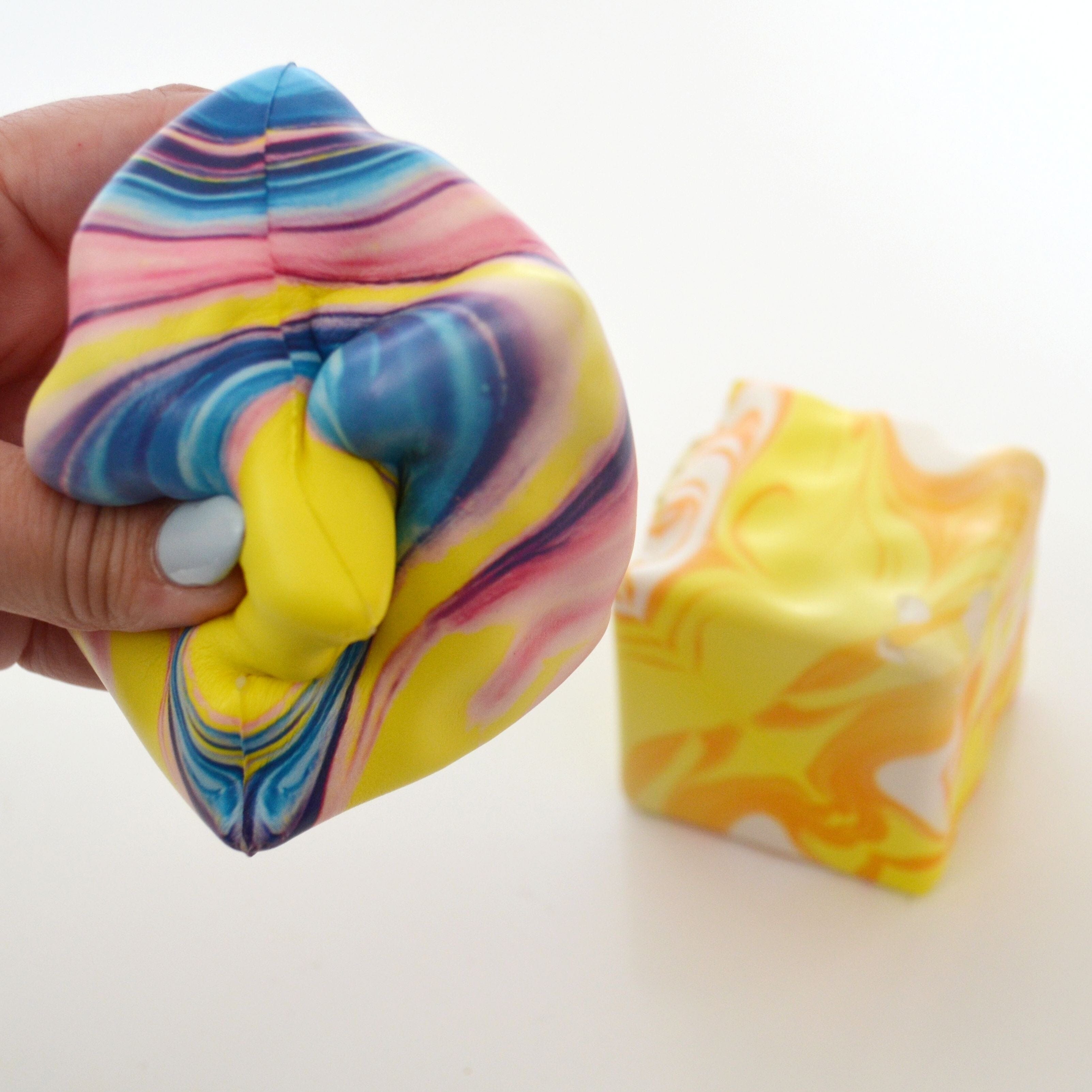 Swirl Cheese Cube Slow-Rise Squishy 2.5" Fidget Toy (1pc) Ships Assorted Simple Exclusive 