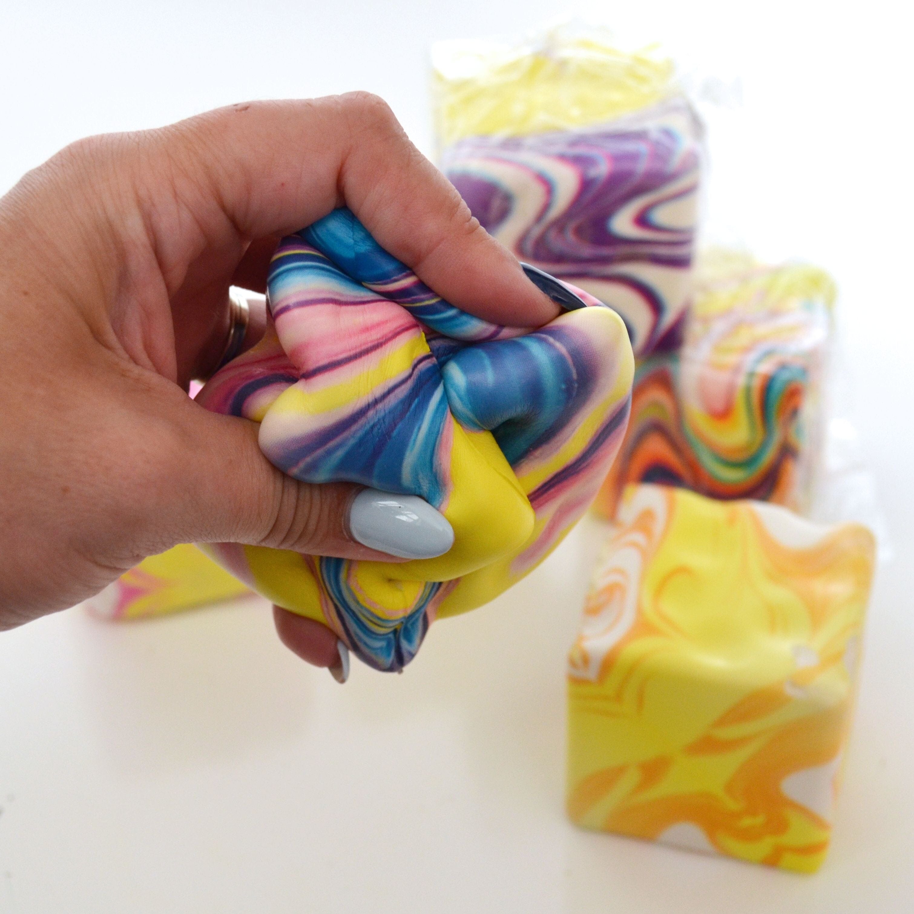 Swirl Cheese Cube Slow-Rise Squishy 2.5" Fidget Toy (1pc) Ships Assorted Simple Exclusive 