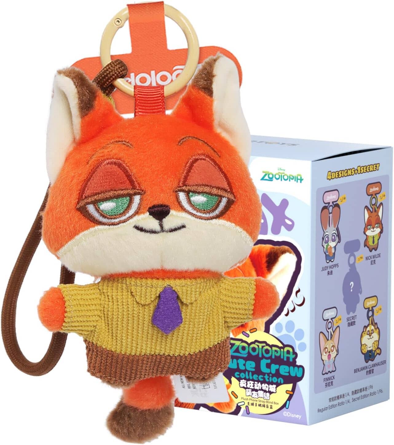 52TOYS x Disney: Zootopia Cute Crew Phone Strap Plush Blind Box (1pc) Simple 52TOYS 