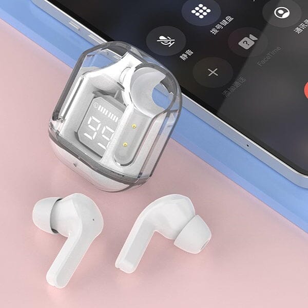 TWS - Wireless Earbuds With Digital Display and Transparent Case