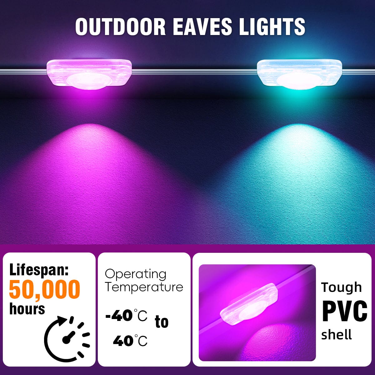Pulsationz Under Eave String Lights (49.2ft) Simple Pulsationz 