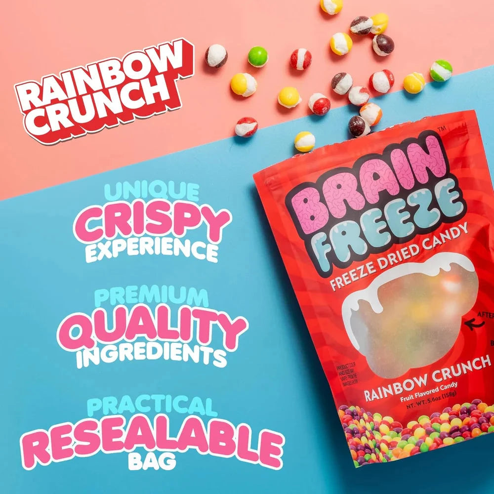 Brain Freeze: Rainbow Crunch Freeze-Dried Candy Simple Warheads 