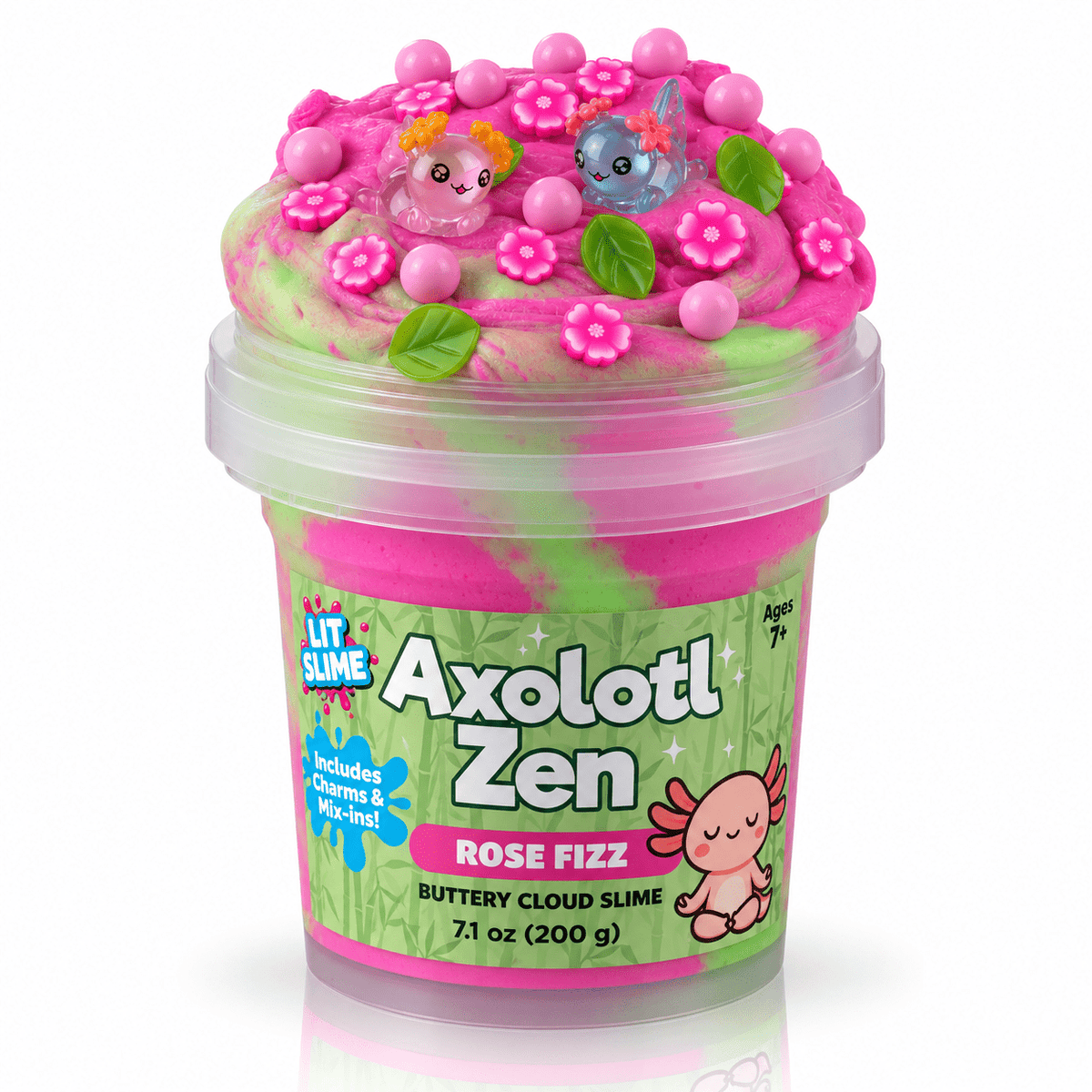 LIT Slime Animal Charms Collection Scented Slime Jar (7.1oz) Axolotl Zen Simple LIT Slime 