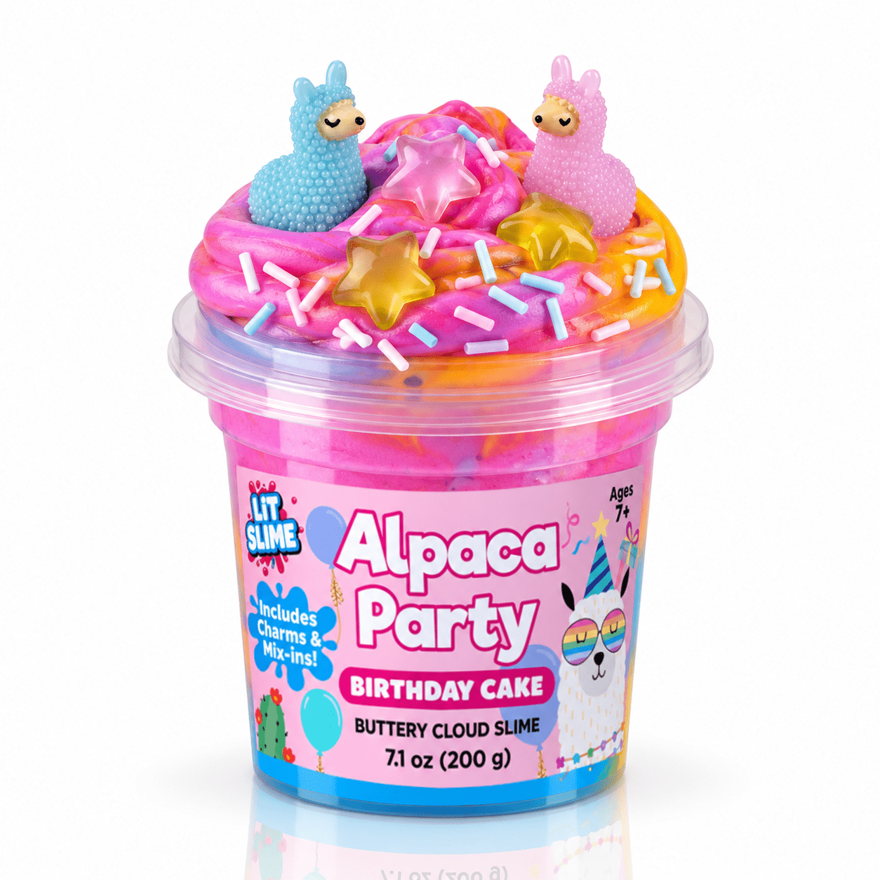 LIT Slime Animal Charms Collection Scented Slime Jar (7.1oz) Alpaca Party Simple LIT Slime 