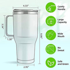 HydriEase 40oz Vacuum Insulated Tumbler Cup With Handle & Straw Simple Exclusive 