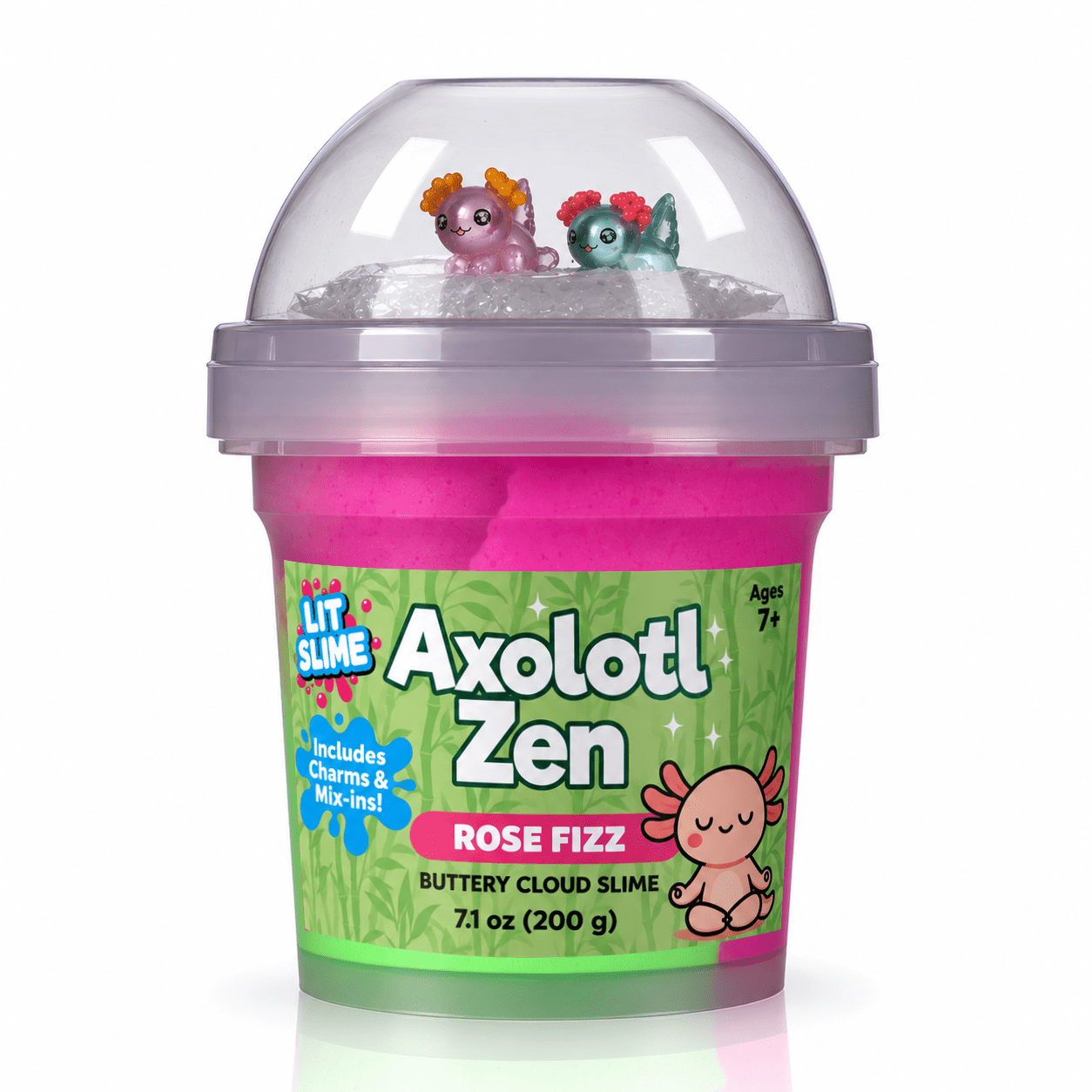LIT Slime Animal Charms Collection Scented Slime Jar (7.1oz) Axolotl Zen Simple LIT Slime 