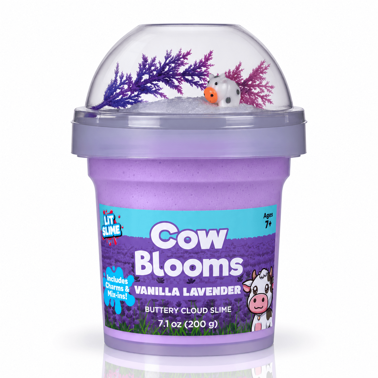 LIT Slime Animal Charms Collection Scented Slime Jar (7.1oz) Cow Blooms Simple LIT Slime 
