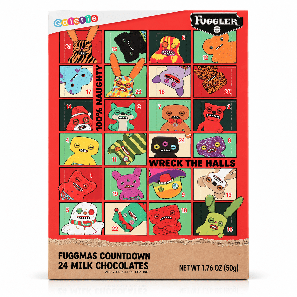 Fuggler Fuggmas Milk Chocolate 24-Day Countdown Advent Calendar (1.76oz) Simple Fuggler 