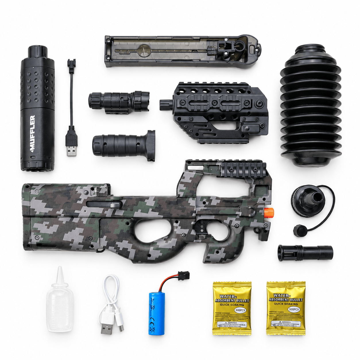 Electric GelStormer Tactical Gel Bead Blaster With Light Up Silencer – New & Improved Model (All-In-One Kit) Simple Exclusive 