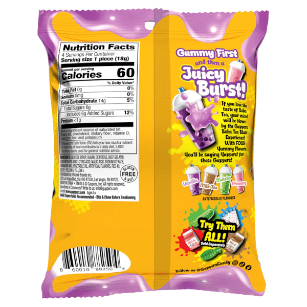 Gupperz Boba Tea Blast - 2.54oz Gummy Candy. Simple magazineracksdirect 