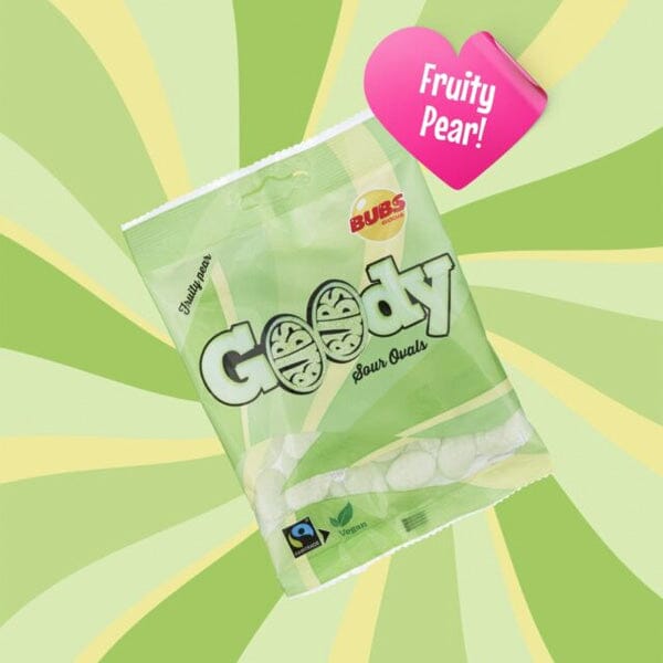 BUB's Godis: Sour Fruity Pear Goody Ovals (90g) Simple Showcase 