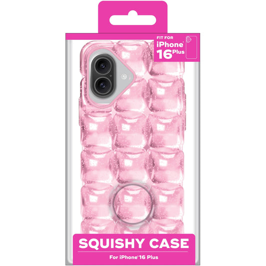 SugarSqueez Squishy Fidget Jelly iPhone Case in Blue or Pink (1pc) Fit For iPhone 16 Plus Simple SugarSqueez Pink 
