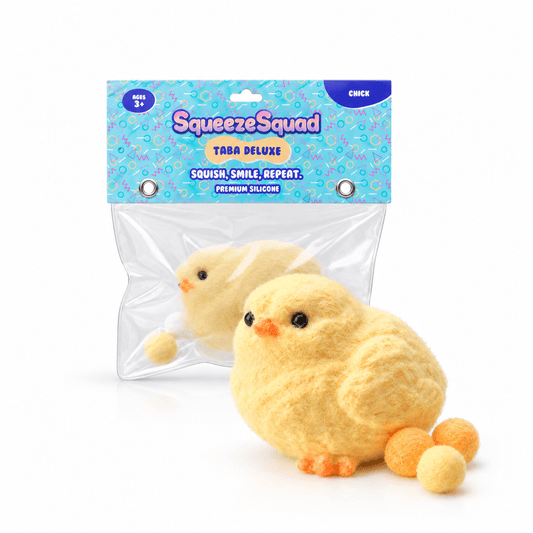 SqueezeSquad Taba Deluxe Premium Silicone Squishies® Fidget Toy - Fuzzy Chick Simple SqueezeSquad 