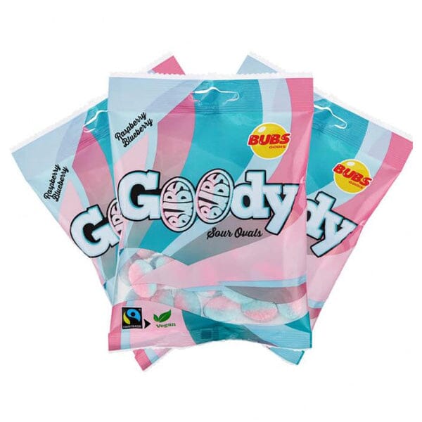 BUB's Godis: Sour Raspberry & Blueberry Goody Ovals (90g) Simple magazineracksdirect 