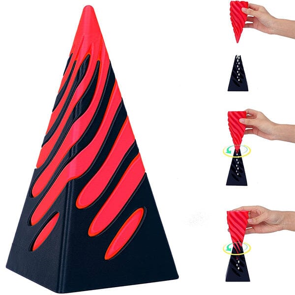 Twist Quest: 3D Printed Fidget Spiral Cone Toy (Black & Red) Simple Exclusive 