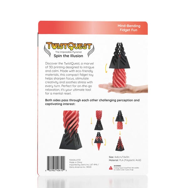 Twist Quest: 3D Printed Fidget Spiral Cone Toy (Black & Red) Simple Exclusive 