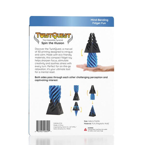 Twist Quest: 3D Printed Fidget Spiral Cone Toy (Blue & Black) Simple Exclusive 