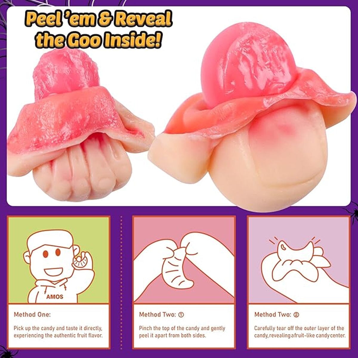 Amos Halloween Peelerz Body Parts Gummies Candy (7.05 oz) Simple Amos Sweets 