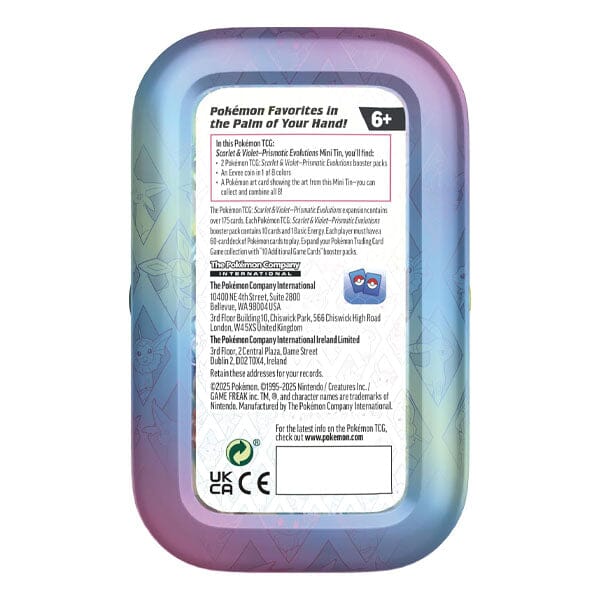 Pokémon TCG: Scarlet & Violet Prismatic Evolutions Collectible Mini Tin (Style Ships Assorted) Simple Pokémon 