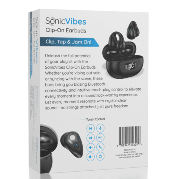 Sonic Vibes Clip-On Earbuds - Squeezable Earbuds