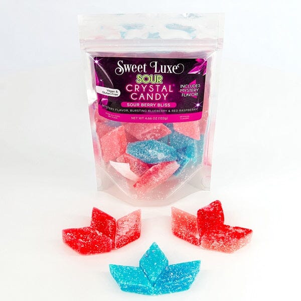 Sweet Luxe™ Crystal Candy - Multiple Flavors Simple magazineracksdirect "SOUR Berry Bliss" - Mystery Flavor / Bursting Blueberry / Red Raspberry 