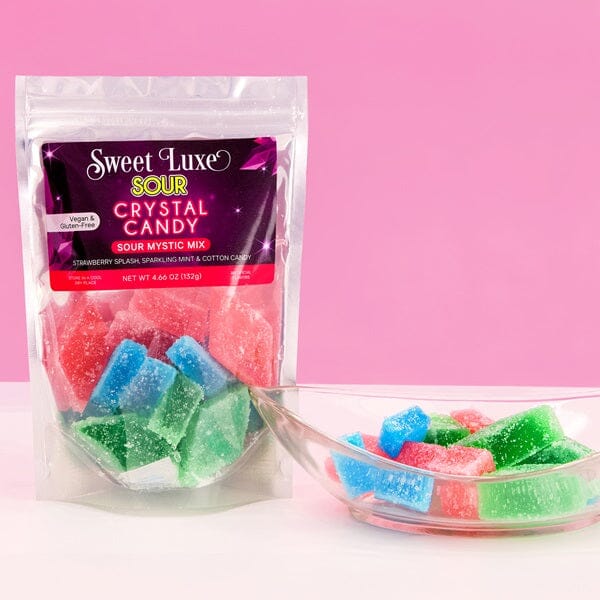 Sweet Luxe™ Crystal Candy - Multiple Flavors Simple Showcase "SOUR Mystic Mix" - Sour Strawberry / Sparkling Mint / Cotton Candy 