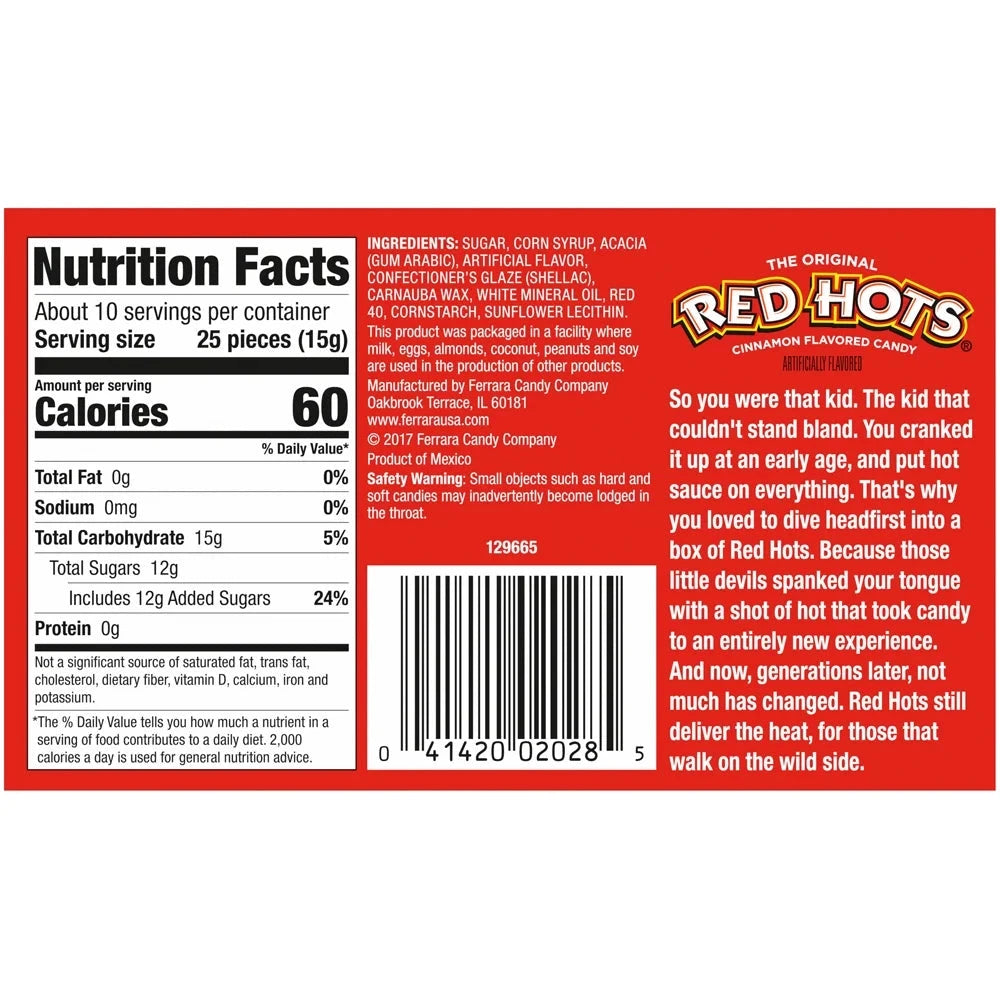 Red Hots Original Cinnamon Flavored Candy Theater Box 5.5 oz Simple Nerds 