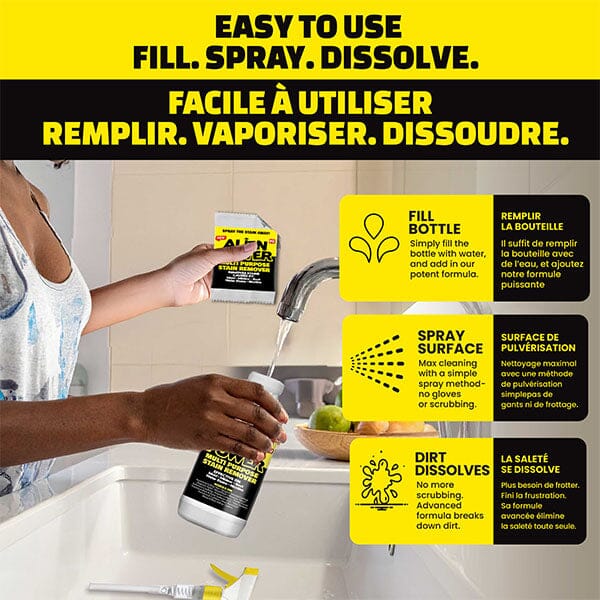 Alien Power Multi Purpose Stain Remover Spray (2oz Powder + 24oz Bottle) Simple Alien Power 