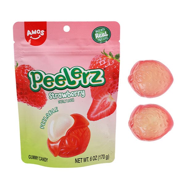 Amos 4D Peelerz Peelable Fruit Gummy Candy (6oz) Multiple Flavors Simple Amos Sweets NEW! Strawberry Peelerz 