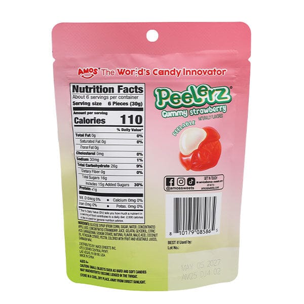 Amos 4D Peelerz Peelable Fruit Gummy Candy (6oz) Multiple Flavors Simple Amos Sweets 