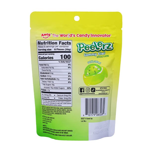 Amos 4D Peelerz Peelable Fruit Gummy Candy (6oz) Multiple Flavors Simple Amos Sweets 