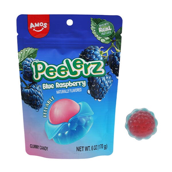 Amos 4D Peelerz Peelable Fruit Gummy Candy (6oz) Multiple Flavors Simple Amos Sweets NEW! Blue Raspberry Peelerz 