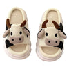 Cow Shhhandals Slippers | Unisex Linen Waffle Knit Plush Animal Slides | Multiple Sizes